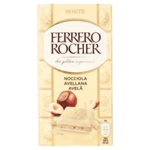 Ferrero, Rocher White – tavoletta ricoperta di cioccolato bianco con ripieno alla nocciola 90 g